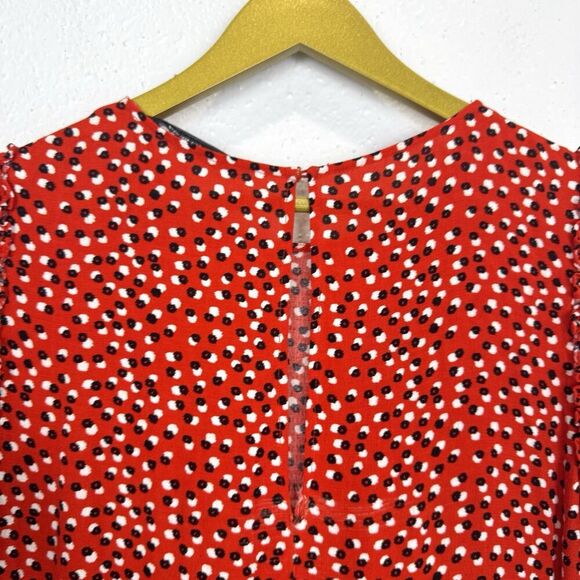 Zara Floral Tiered Midi Maxi Dress Size M Red Long Sleeve Cottage Peasant Boho - Picture 5 of 12